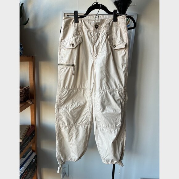 Anthropologie Cream Light Weight Cargo Parachute Pants - Size 25 - Picture 1 of 4